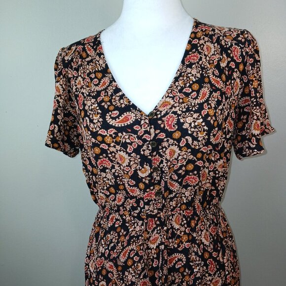 WOMENS KATE AND SAM MAXI LENGTH PAISLEY DRESS, BOHO, SHORT SLEEVE, SIZE SMALL - Picture 4 of 8